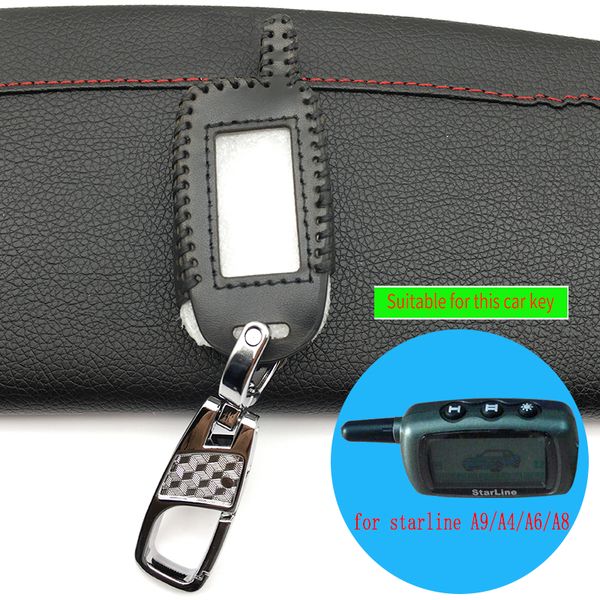 

fashion style leather key case tamarack for russian version car alarm system starline a9/a4/a6/a8 lcd remote control keychain
