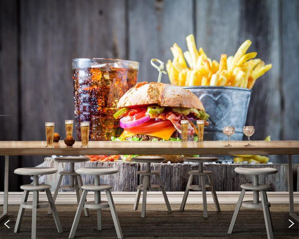 

fast hamburger cola french fries wallpaper papel de parede for living room kitchen fast shop restaurant bar cafe