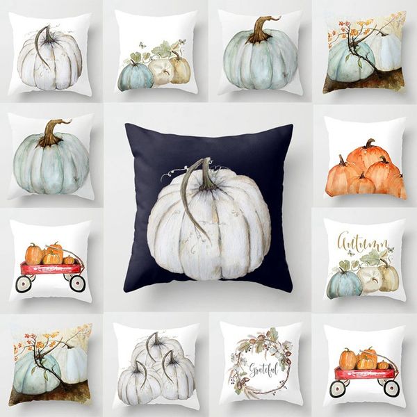 

10 colors pillow case new halloween pumpkin series short plush cartoon sofa cushion home car comfortable decor waist cover pillowcase
