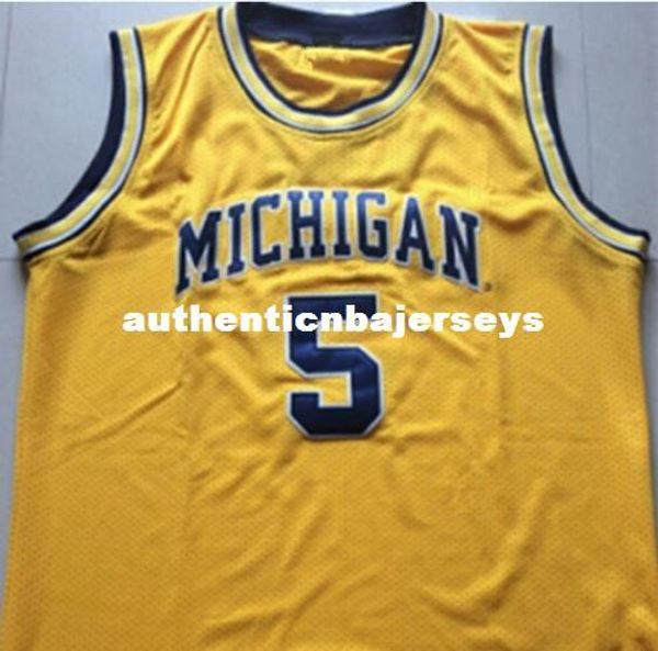 

custom #5 jalen rose #4 chris webber #25 juwan howard #21 ray jackson #24 jimmy king michigan state wolverines basketball jersey, Black;blue