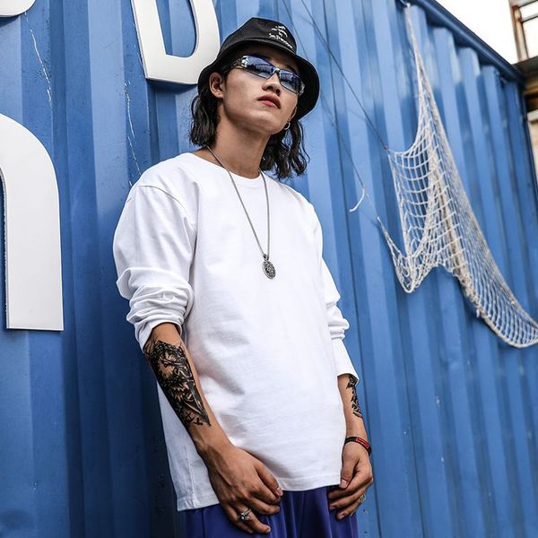 

men oversized funny couples solid graphic loose tshirts long sleeve spring student casual t shirt men harajuku fashions tshirt, White;black