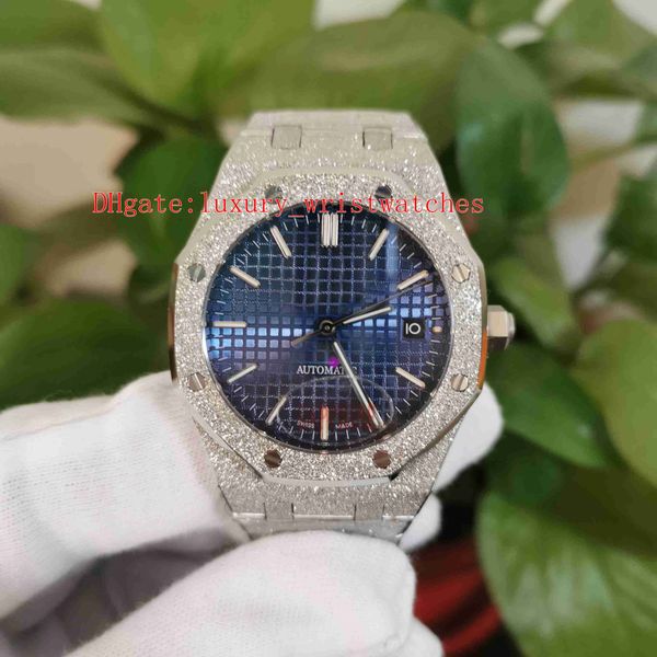 

elling good quality watch blue 41mm offshore 15400 15410 15410bc.gg.1224bc.01 frosted 316l transparent mechanical automatic mens watches, Slivery;brown