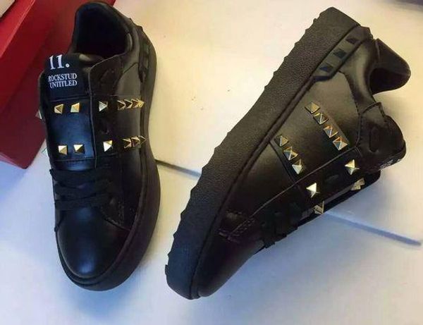 

fashion luxury designer u611 40/41/42/43/44/45/46 black white genuine leather stud sneakers shoes casual uniwomen men