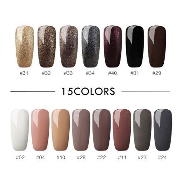 

15pcs/lot uv gel nail polish set 8ml manicure soak off uv gel uv gel color polish all for manicure pedicure nail tools, Red;pink