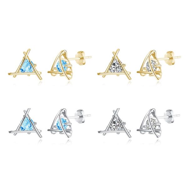 

endeli 2020 sale fashion jewelry 925 silver new crystal from swarovskis simple triangle zircon earrings fit women and female, Golden;silver
