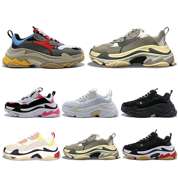 

new classic designer paris 17fw triple s sneakers for men women black red white green casual dad shoes tennis increasing sneakers 36-45, White;red