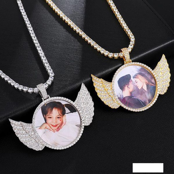 

custom made p wings iced out bling cubic zircon necklace & pendant for men hip hop jewelry with tennis chain, Silver