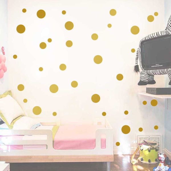 

removable 126pcs polka dots round circle art mural diy wall stickers home decoration gold silver black pink gray white