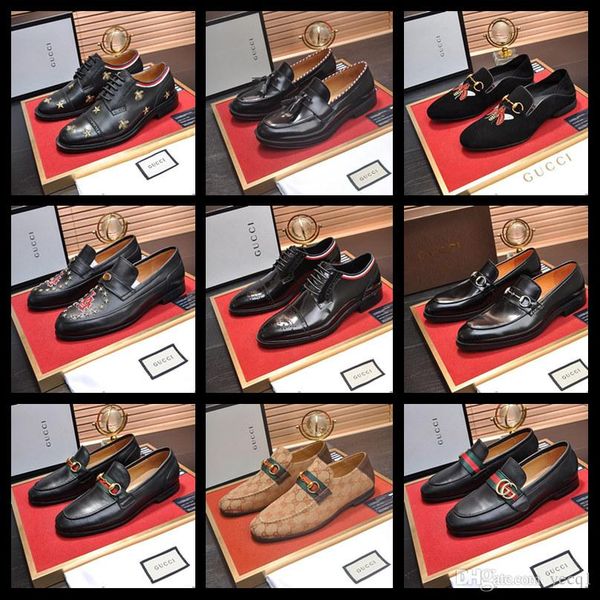 

19sw luxury men's formal shoes casual leather loafers party wedding men dress shoes fashion autumn plaid oxford yyyy6, Black