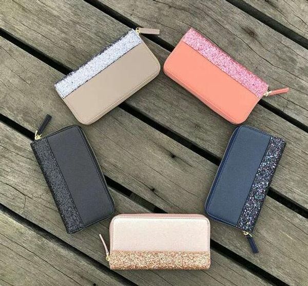 

бренд дизайнер блестки бумажники блестящий новый молния муфту- мешок 5 цветов сияющие для женщин, Red;black