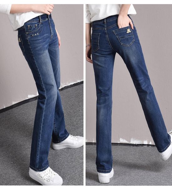 

темно-синий новая зима хань издание высокая талия ширина ноги и больше узкие штаны, Blue