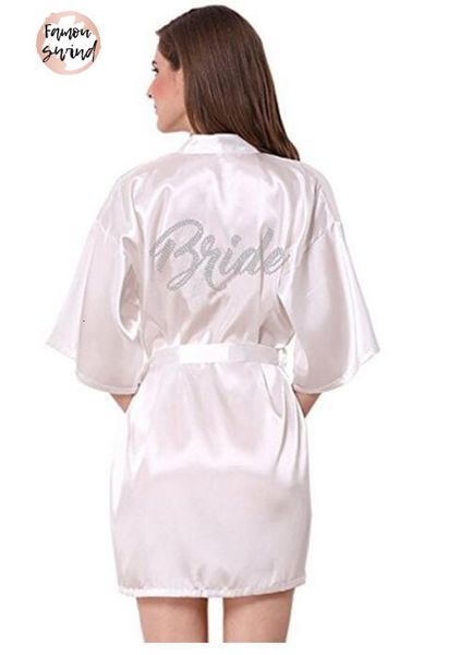 

sleepwear bathrobe fashion bridesmaid bride robe women short satin wedding kimono robes nightgown dress woman silk pajamas, Black;red