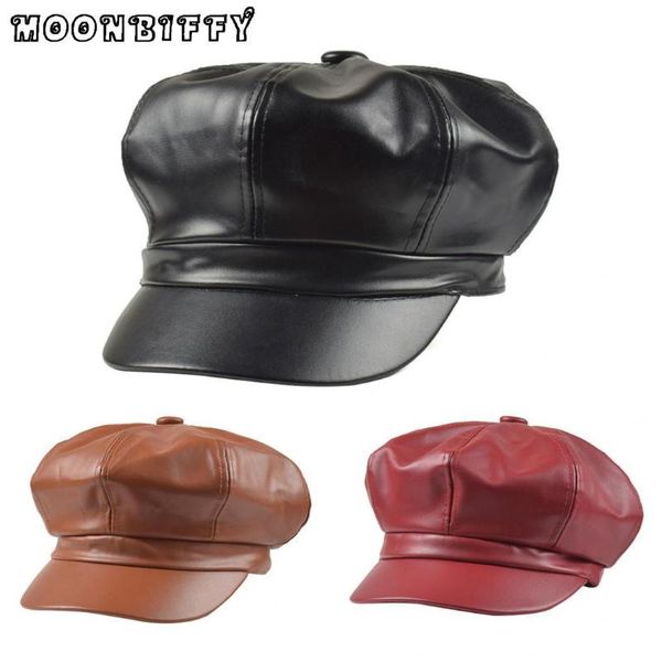 leather black cap womens