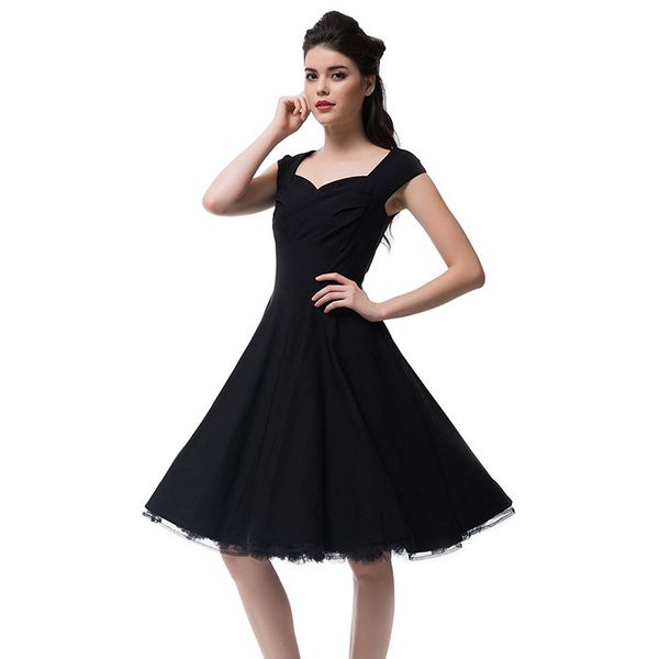 

boutique women clothing party dresses autumn retro dress women's hepburn style solid color large swing skirt 264, White;black