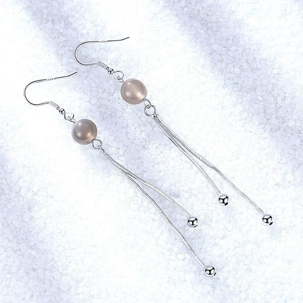 

wild natural gray stone tassel earrings for women drop earring fringe earings jewelry earing brincos oorbellen pendientes a928, Silver