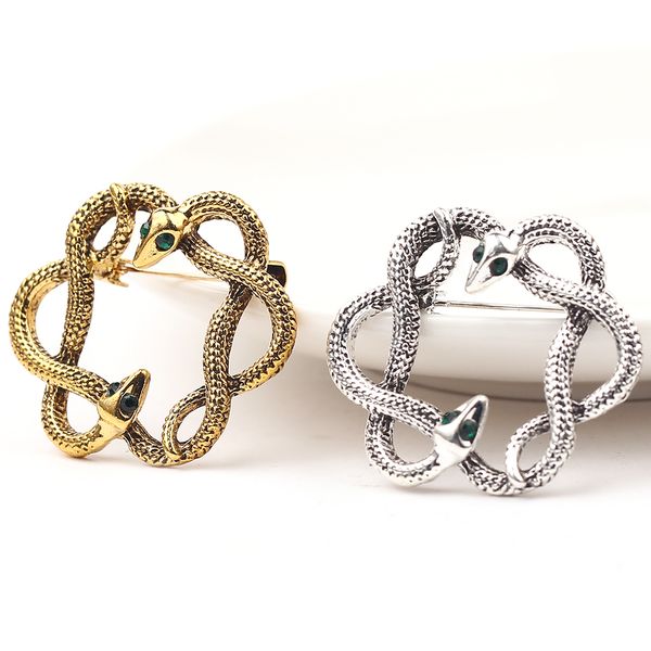 

wholesale cute animal snakes vintage collar pins brooches female jewelry retro antique costume brooches accessories for women, Gray