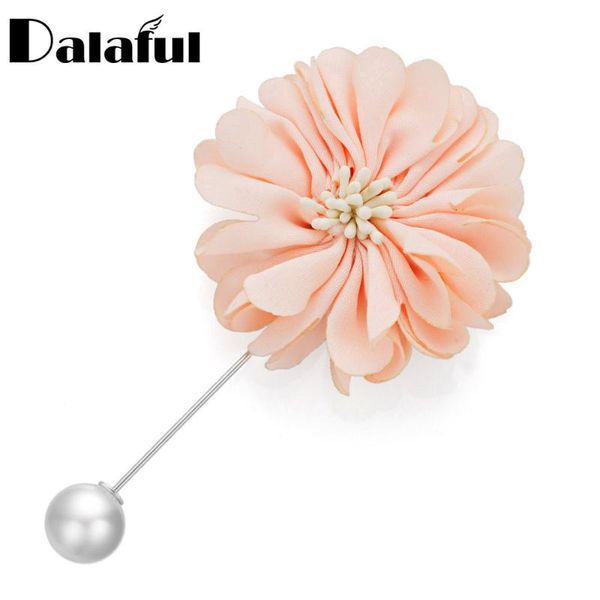 

dalaful elegant flower lapel brooches fabric simulated pearl pin brooch for women men's suit wedding boutonniere gifts z075, Gray