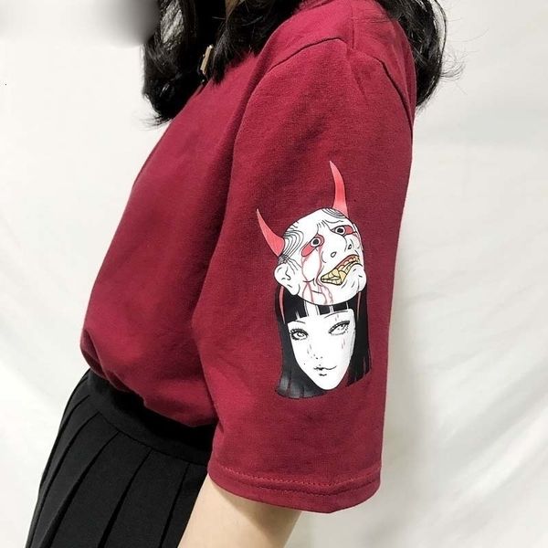 

women shirts women 2019 summer cotton women harajuku tumblr t shirt print cartoon v neck female loose short sleeve top, White