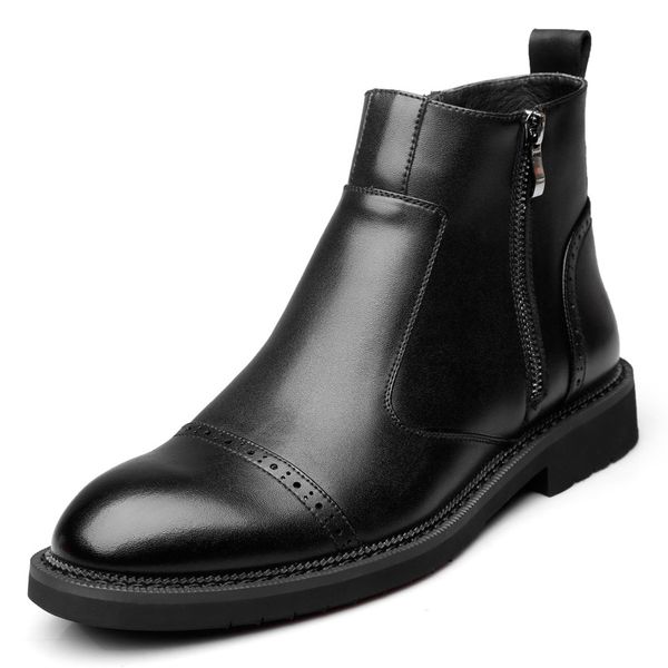 

2019 spring new men ankle boots man martins shoe autunm/winter male warm boots zip for man black safety shoes