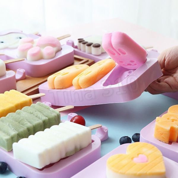 

diy ice cream silicone moulds animals homemade popsicle molds for children cute cartoon ice-lolly mold ice cream and hand soap tools