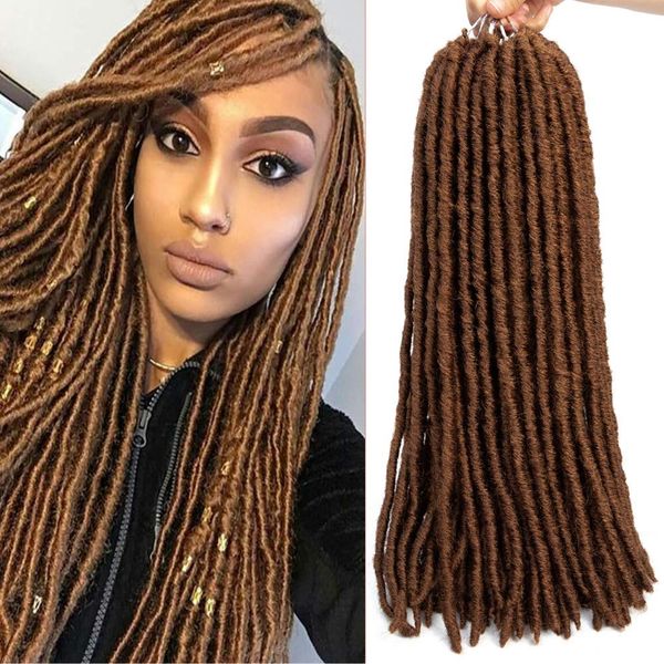 2020 18inch Straight Goddess Locs Crochet Hair Braids Faux Locs