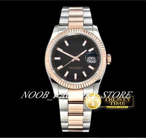 

luxury factory 36mm two tone rose gold oyst flt rg/ss black thick lume thick lume sapphire luminescent dial diamond bezel automatic movement, Slivery;brown