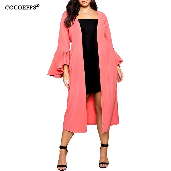 

4xl 5xl autumn plus size women long coats fashion winter slim large size long cardigan jacket big casual wrap coats outwear, Black