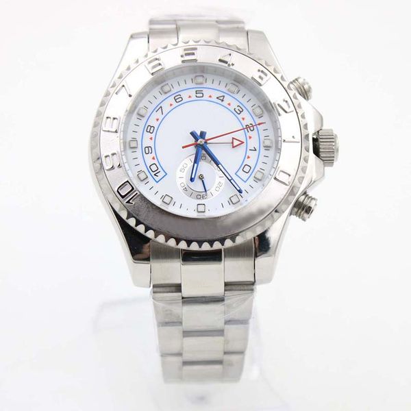 

steel 44mm automatic rotatable new watch watches ring with mens silver stainless dial white and bezel mechanical band vahh, Slivery;brown