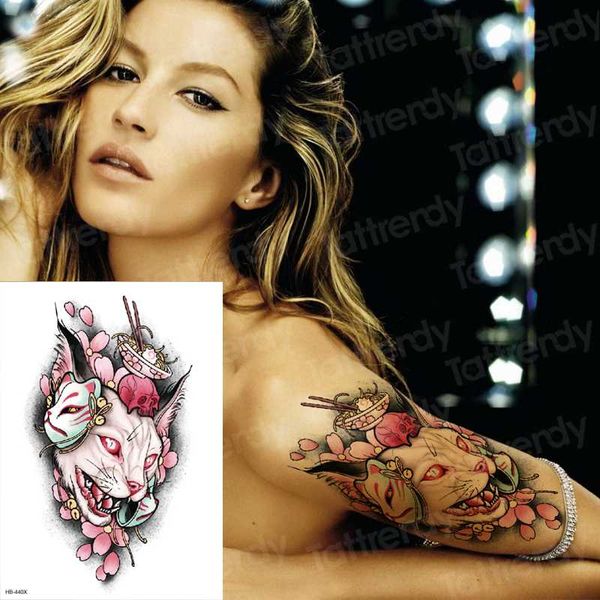 

temporary tattoo sticker large body art arm flower tattoo moonlight cat god water transfer fake flash tatto for women men