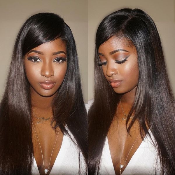 

straight hair 360 lace frontal wigs with baby hair lace wig natural color for black women pre plucked