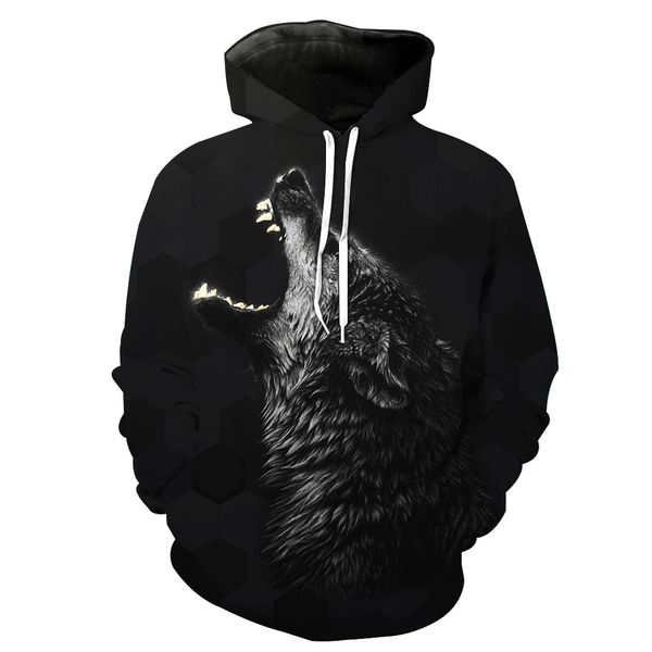 

Wholesale Wolf Head Pattern Design Digital Printing Series Casual Hoodie for Young Men Women Designer Hoodies Fashion Hipster Hoodies