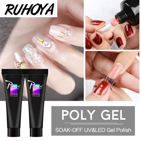 

ruhoya soak off poly gel uv quick building gel 10m extension camouflage uv led hard builder nail polygel builder gels, Red;pink