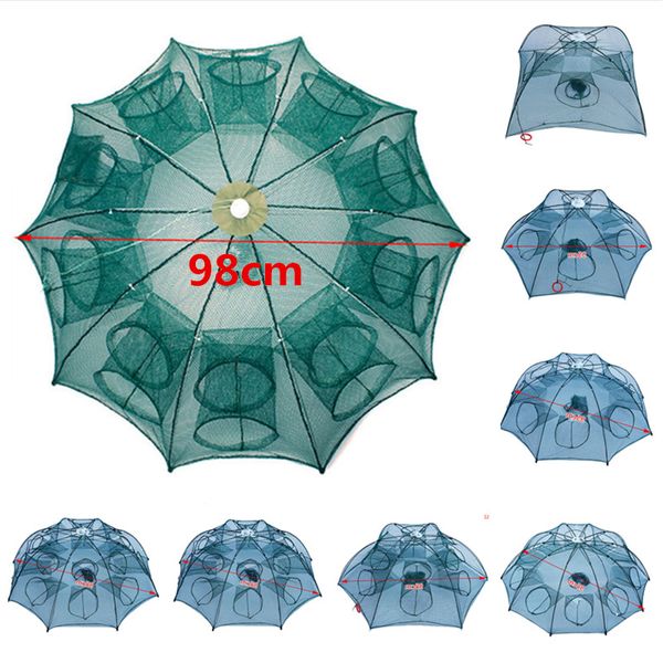 

20 holes fishing net folded portable network casting crayfish catcher shrimp minnow crab baits trap cages mesh fish nets tool
