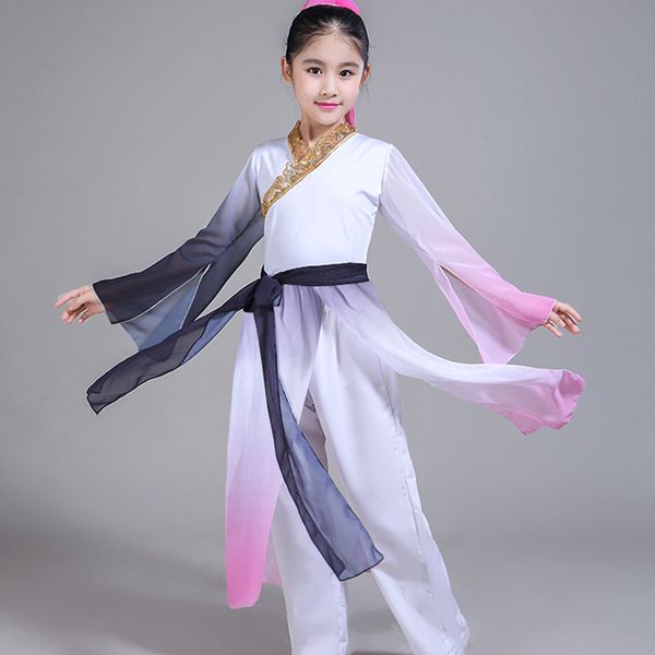 

children's zither dance costume classical elegance traditional national oriental dancer wear girls hanfu costume suit for stage, Black;red