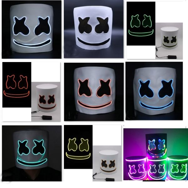 

led light marshmello mask cosplay dj music masks disco bar party props halloween cosplay led luminous full head helmet 8styles an2443