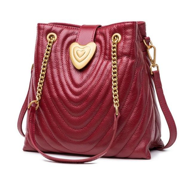 

the est brand ladies high-end leather bucket bag designer heart-shaped rhombic chain bag one-shoulder business bag ing