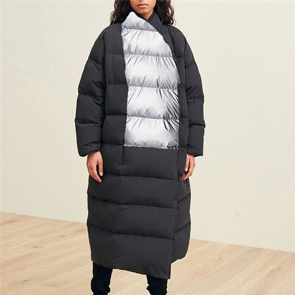 

women long warm cotton padded coat puffy overcoat 2019, Black
