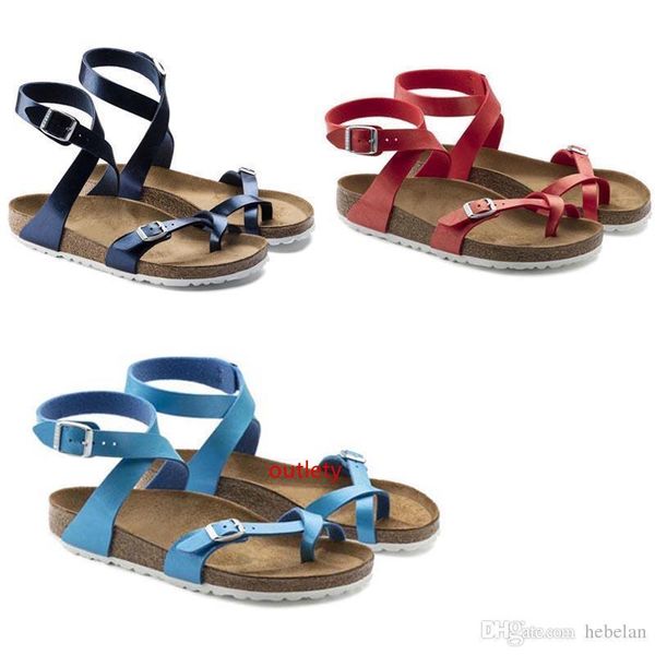 

2019 various colorful famous brand arizona men flat heel sandals women fashion summer beaches casual shoes with buckle genuine leather shoes
