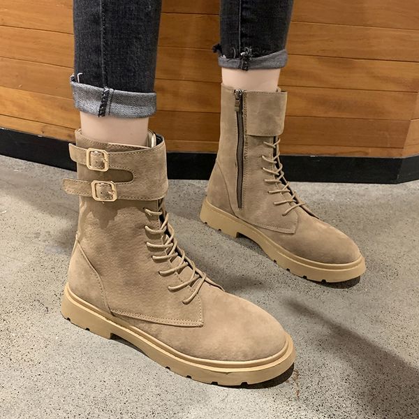

winter lace-up boots women fashion round toe buckle ankle boots ladies shoes woman short plush warm snow, Black