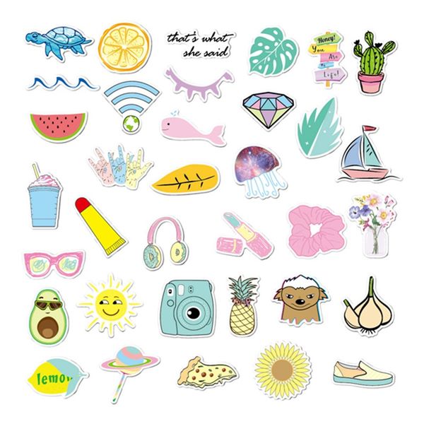 

doodle stickers self-adhensive pvc sticker decor waterproof diy scrapbook diary phone trolley case skateboard decoration pink blue yellow