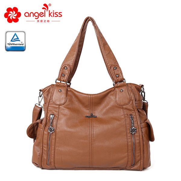 

2019 bolsos mujer bolsas feminina angelkiss марка повседневная сумка на одно плечо для женщин твердые моющиеся кожаные женские сумки