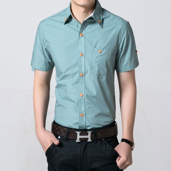 

quality good mens dress shirt short sleeved simple solid casual slim fit shirts brand camisa masculina men plaids shirts, White;black