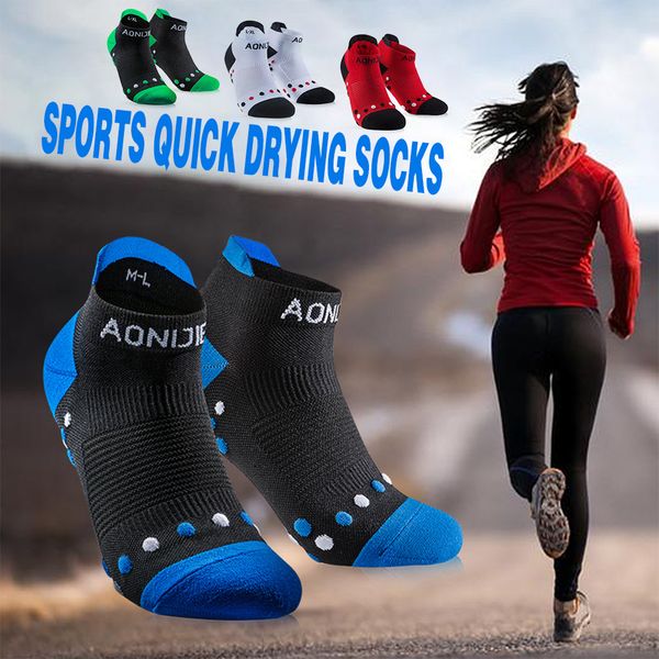 

aonijie breathable sport socks men outdoor wearproof antiskid running basketball soccer cycling yoga socks calzini ciclismo bici, Black