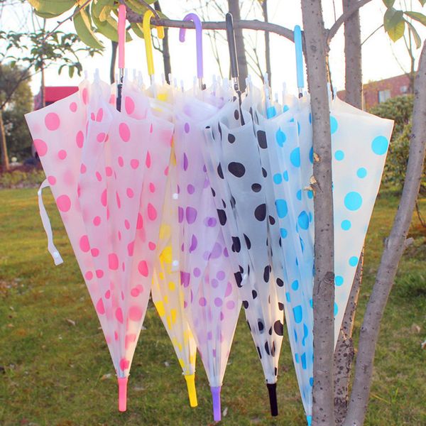 

colorful polka dots frosted umbrellas dance performance pvc long handle umbrellas rain sun umbrella for wedding party