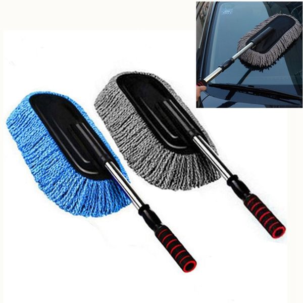 

microfiber car cleaning brush auto window duster retractable stainless steel long handle car wash drag wax shan washer