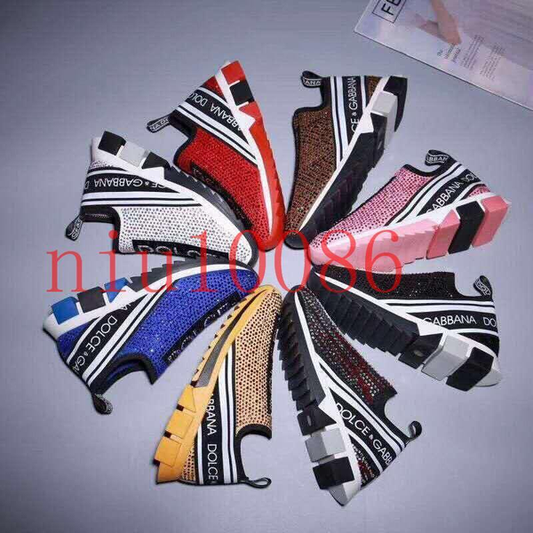 

2020 tim dg women dolce gabbana shoes sorrento sneakers with rhinestones crystals men sneakers stretch glitter runner train5618#
