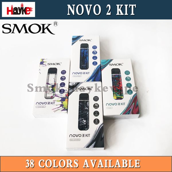 SMOK Novo 2 Kit 2ml Side-refilled Design Pod System 800mah Built-in Battery with Air-intake Grooves Vapor Kit 100% Original100% Authentic Sm