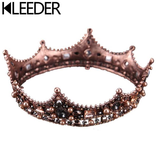 

kleeder retro baroque bridal tiara bride queen king crown wedding hair jewelry accessories women pageant prom headpiece, Golden;white