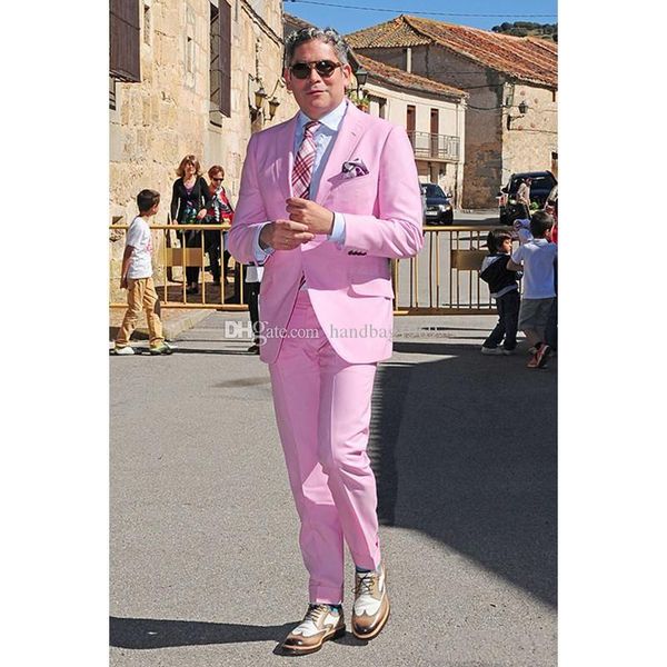Smoking da sposo stile classico a un bottone rosa con risvolto risvolto Groomsmen abiti da uomo matrimonio/ballo di fine anno/cena blazer (giacca + pantaloni + cravatta) K433