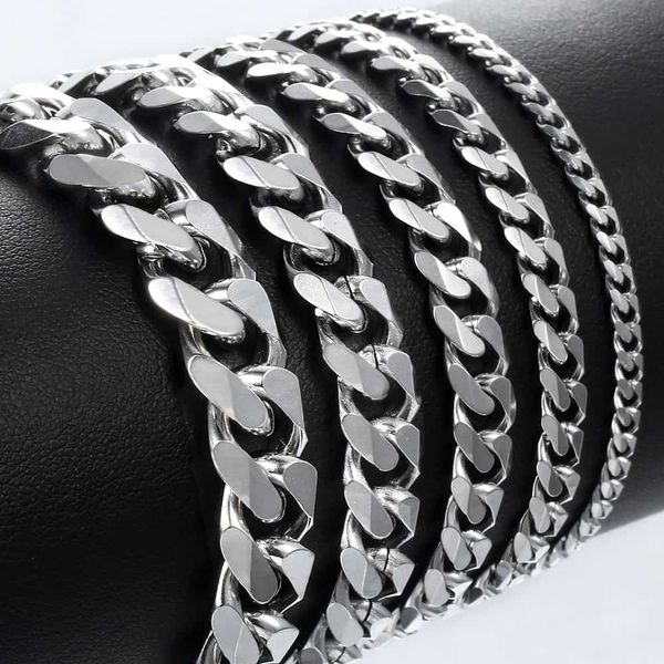 

bracelet for men women curb cuban link chain stainless steel mens womens bracelets chains davieslee jewelry for men dlkbm05, Black